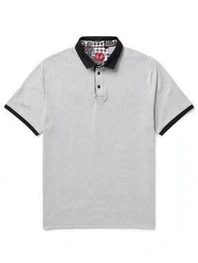 Au Noir Polo Lindell Black Men's Mini Geo Print Short Sleeve Polo Shirt